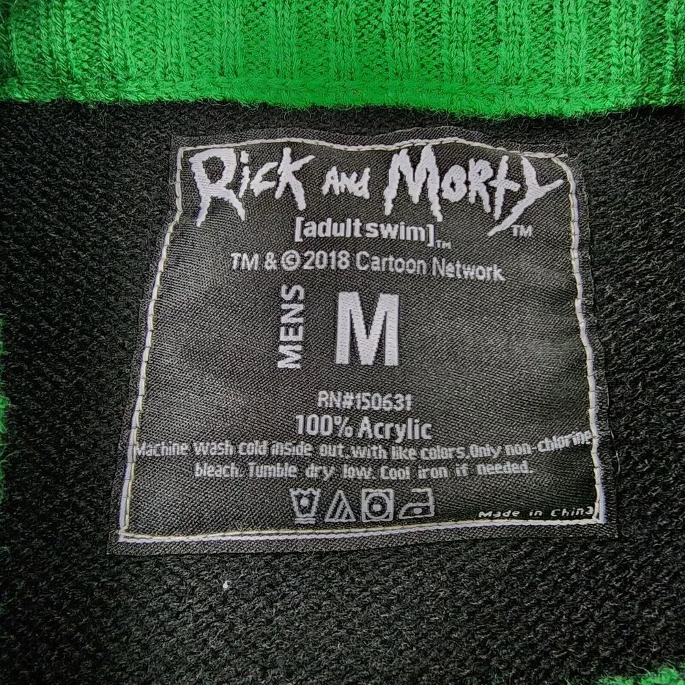 Rick and Morty Sweater Mens Medium Long Sleeve Crew Neck Adult Swim Christmas